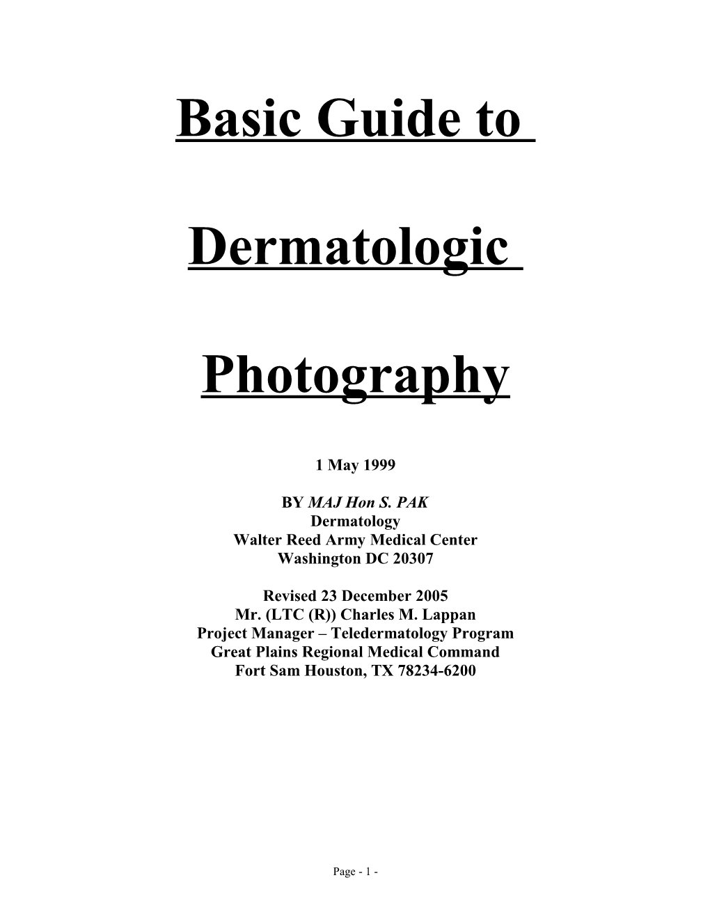 Guide to Dermatologic Photography