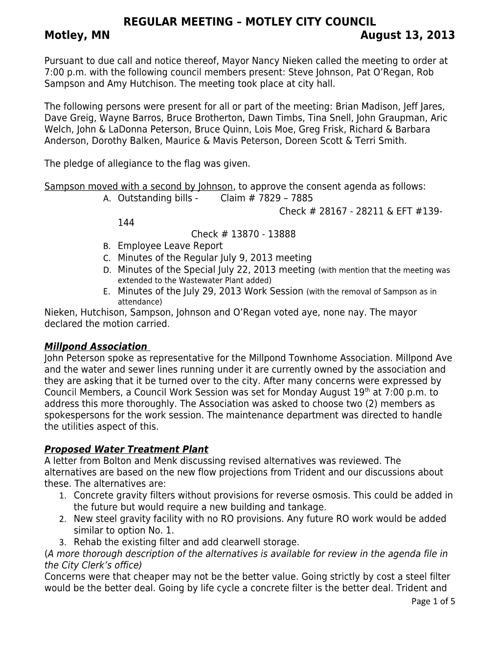 Minutes of the Regular September 11, 2012 Motley City Council Meeting s1