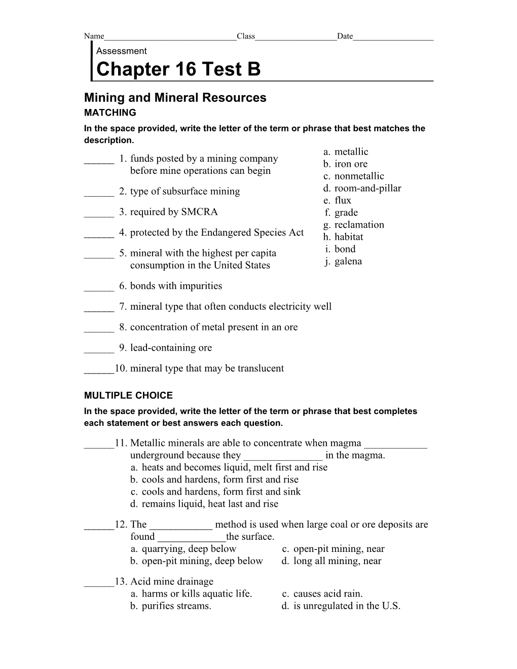 Mining and Mineral Resources