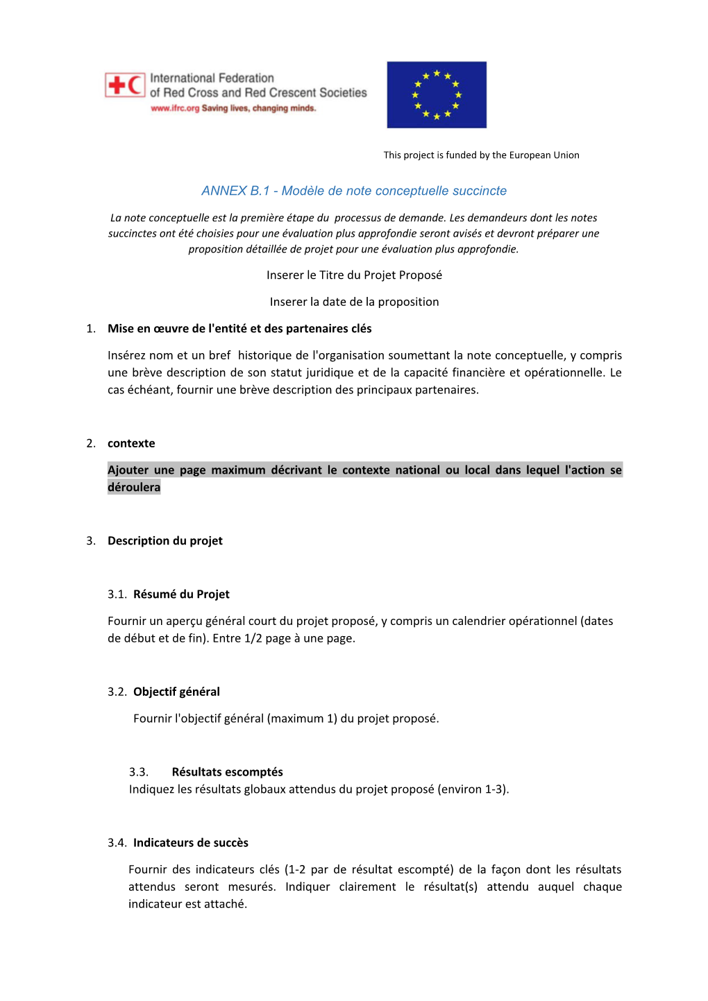 ANNEX B.1 - Modèle De Note Conceptuelle Succincte