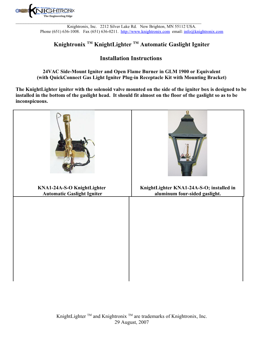 Gaslight Igniter/Open-Flame Burner Installation s1