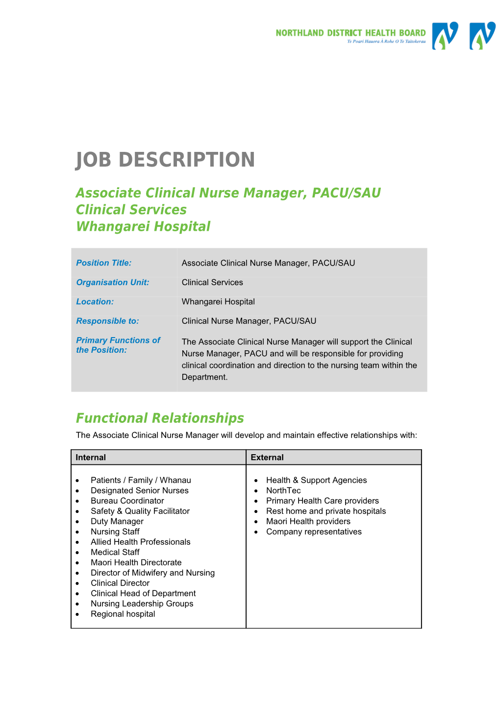 Associate Clinical Nurse Manager, PACU/SAU