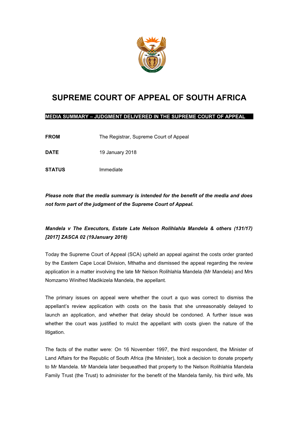Supreme Court of Appeal of South Africa s6