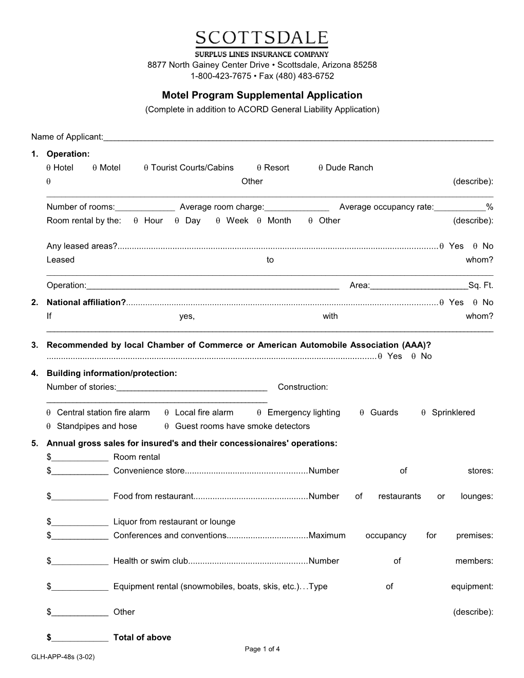 Motel Program Supplemental Application