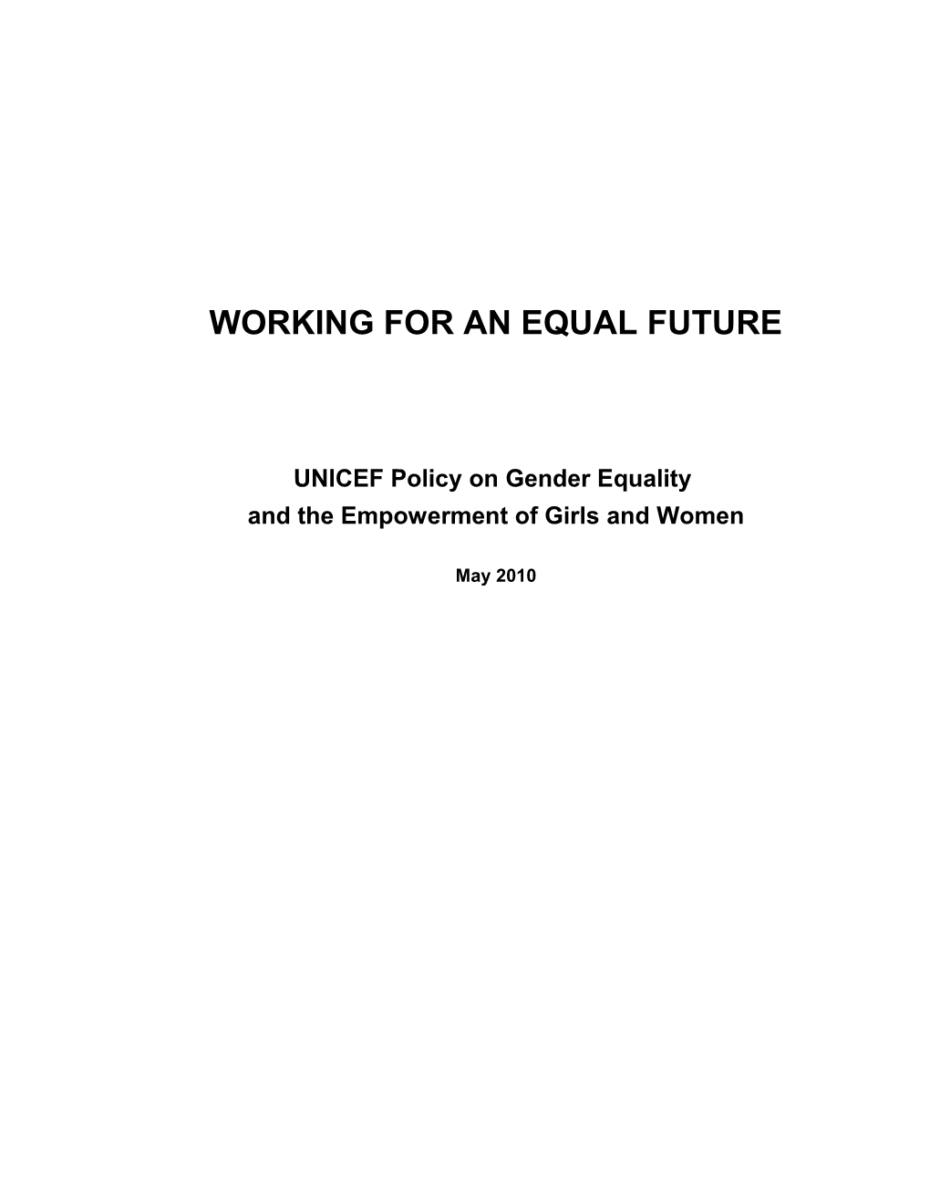 Working for an Equal Future