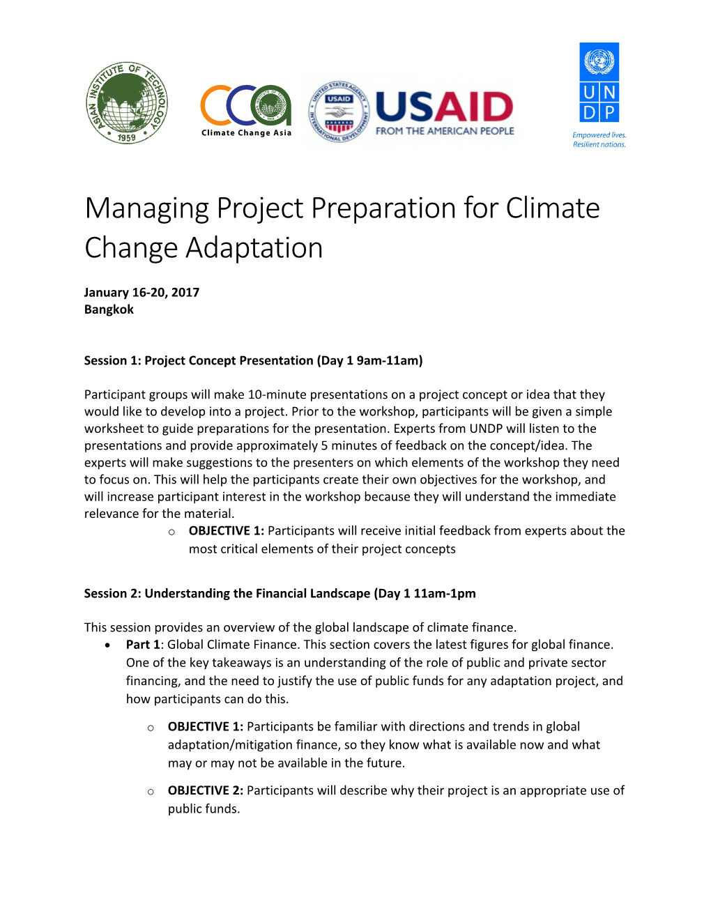 Managing Project Preparation for Climate Change Adaptation