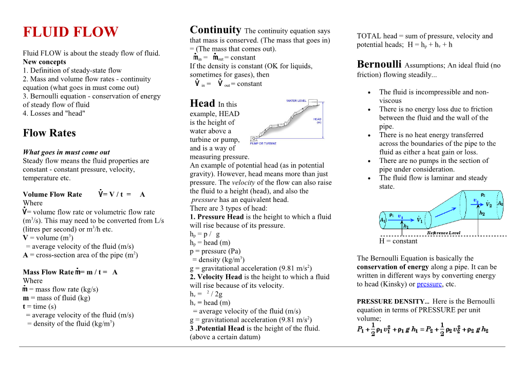 Fluid FLOW Is About Thesteady Flow of Fluid. New Concepts 1. Definition of Steady-State