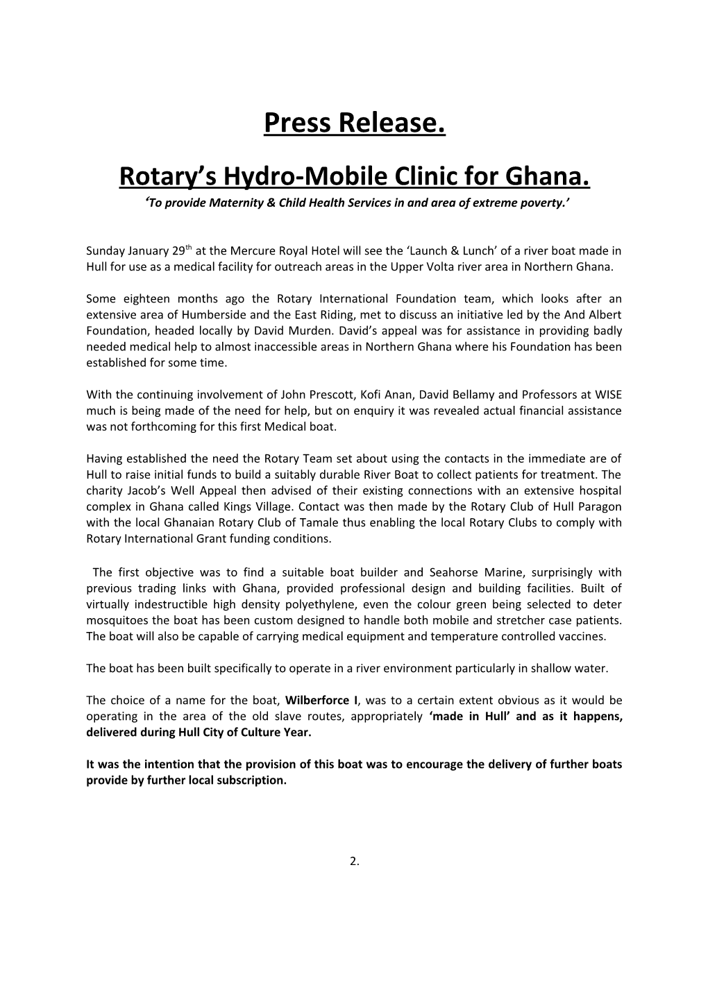 Rotary S Hydro-Mobile Clinic for Ghana