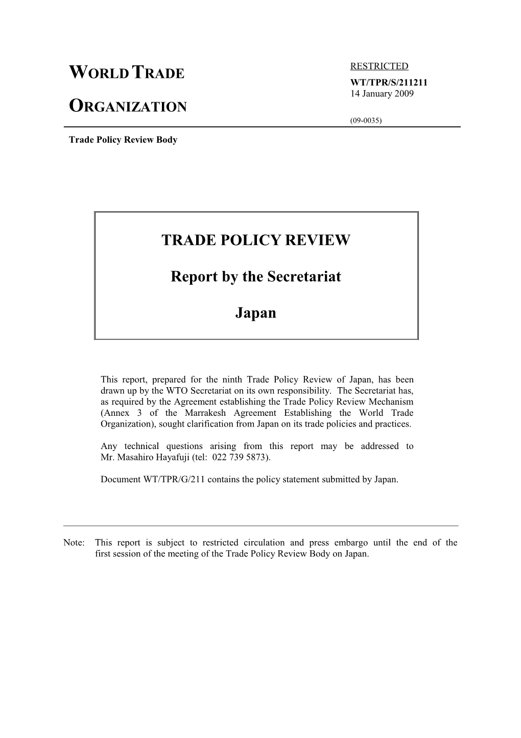 (2) Trade Policy Regime: Framework and Objectives Vii