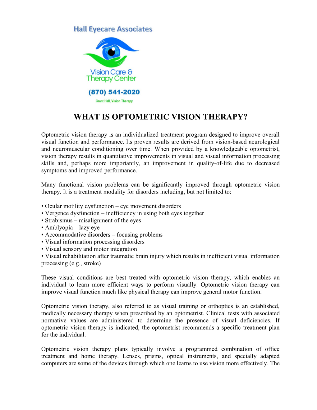 What Is Optometric Vision Therapy?