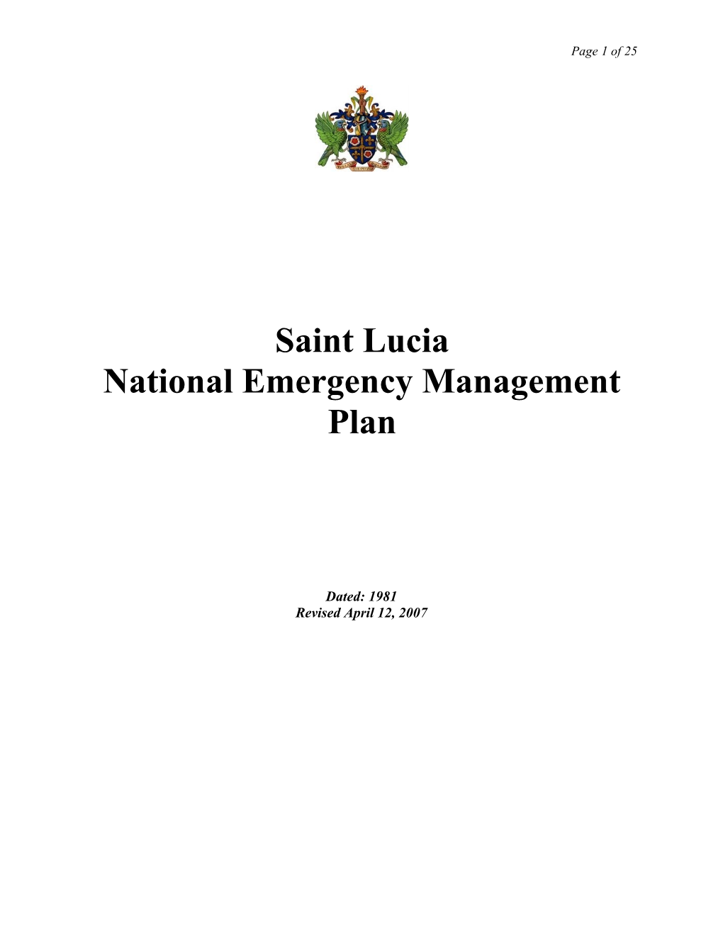National Emergency Management Plan