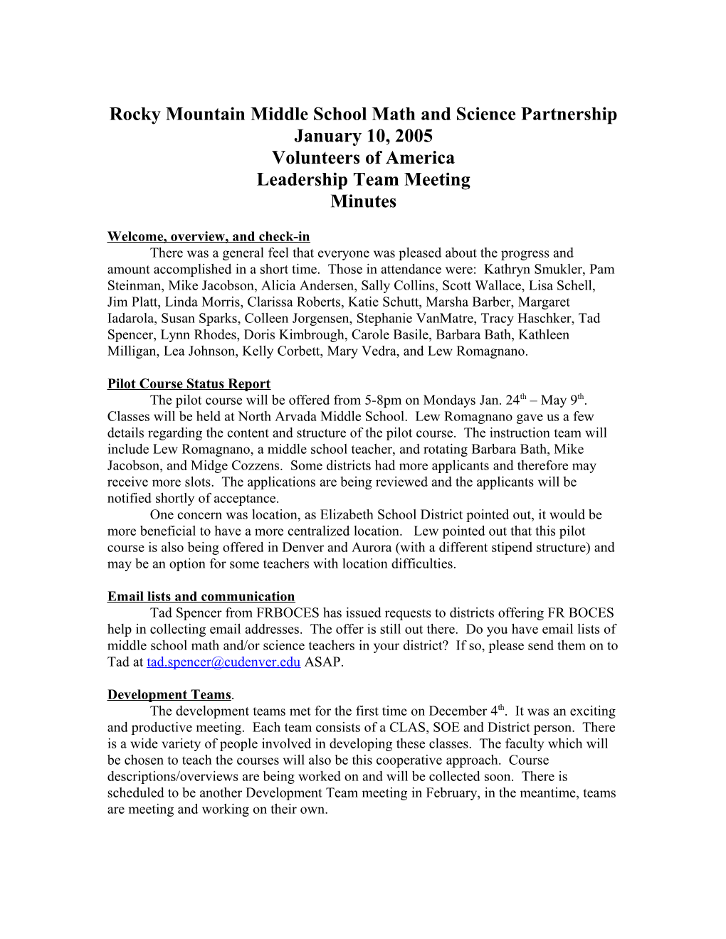 Rocky Mountain Middle School Math and Science Partnership