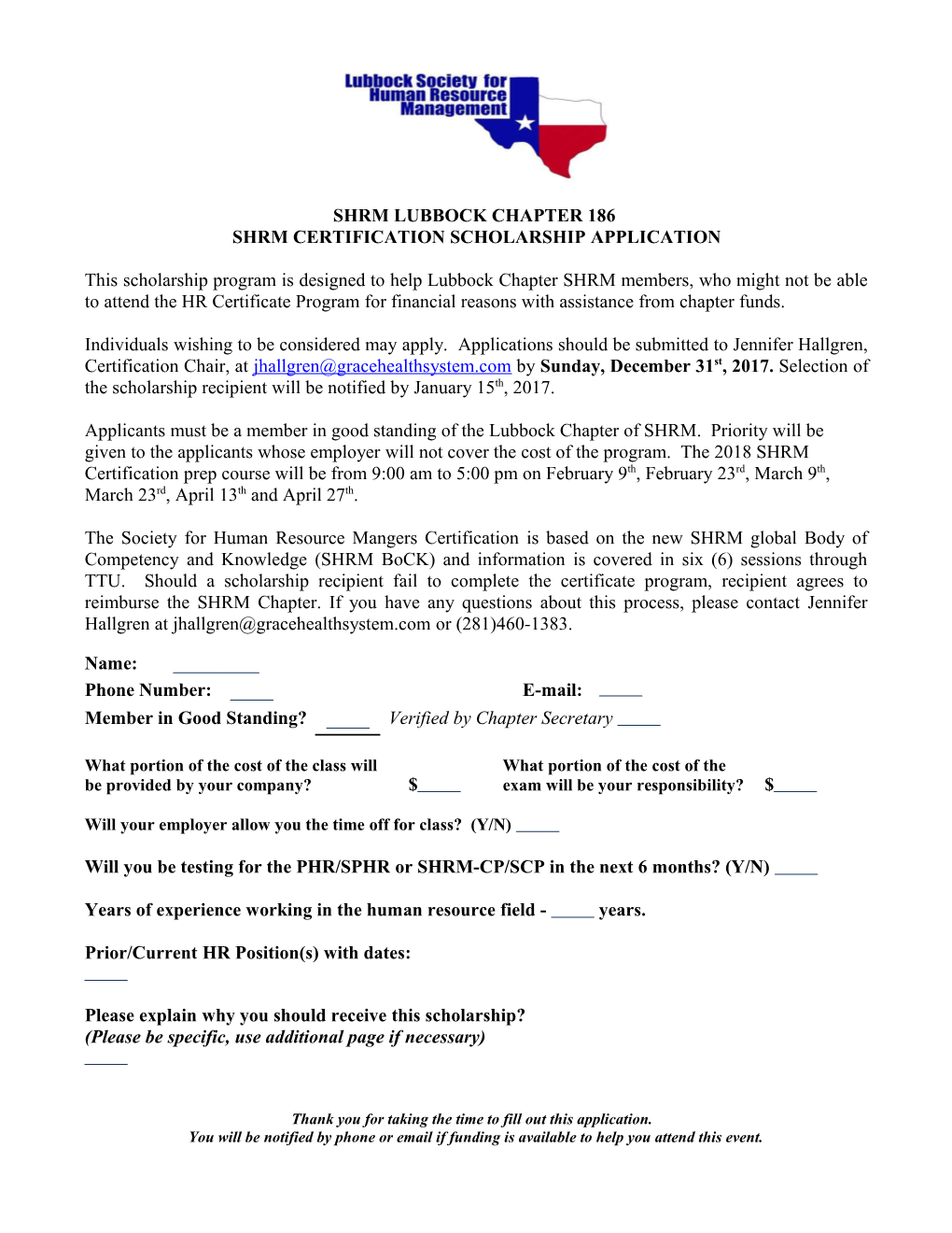 The Seminar Grant Program Is Designed to Help Lubbock Chapter SHRM Members Who Might Not