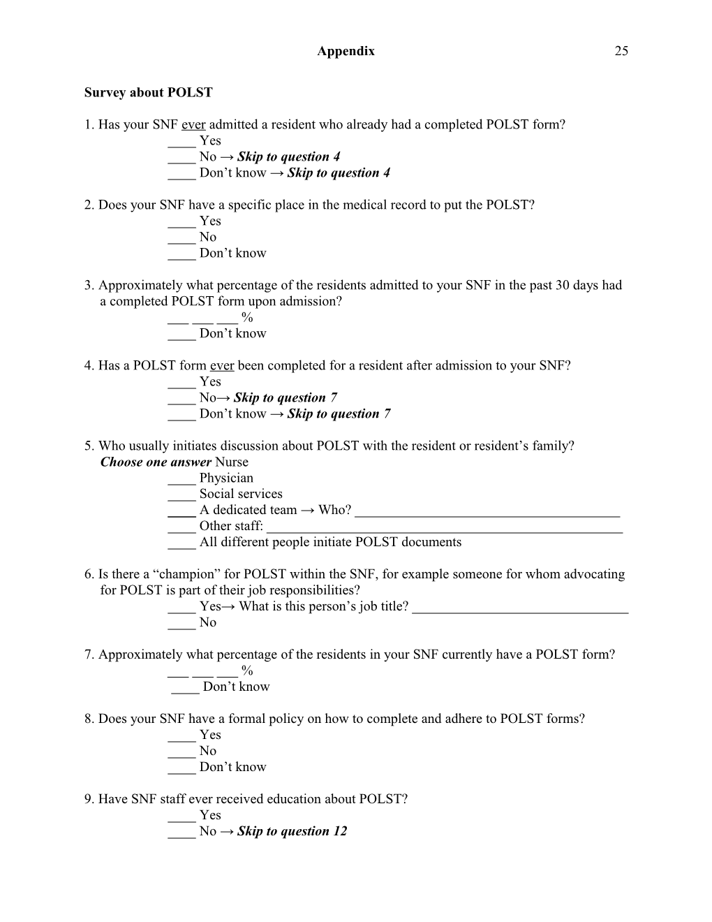 Survey About POLST