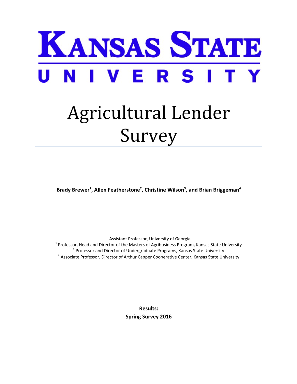 Agricultural Lender Survey