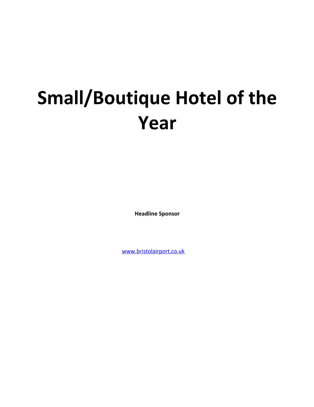 Small/Boutique Hotel of the Year