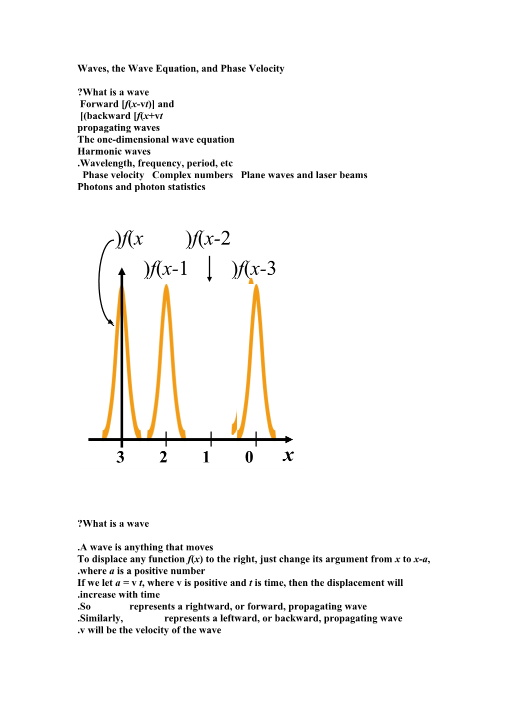 Waves, the Wave Equation, and Phase Velocity