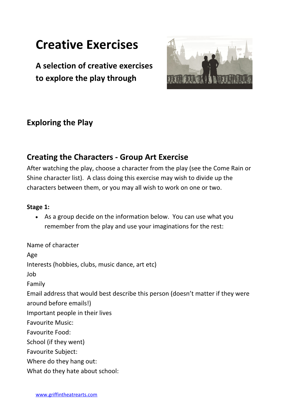 A Selection of Creative Exercises to Explore the Play Through