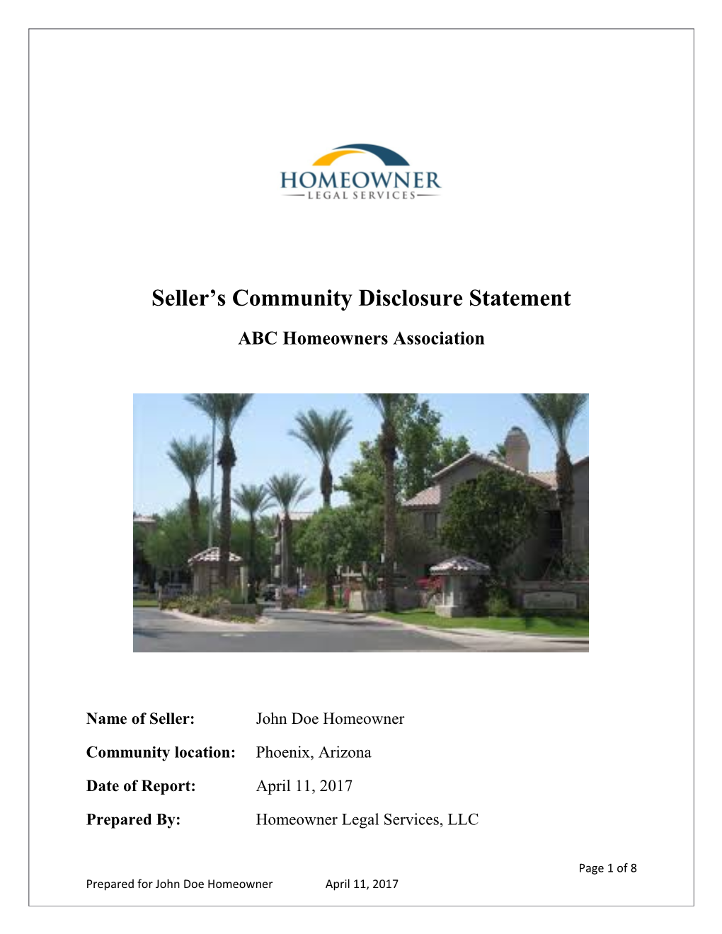 Seller S Community Disclosure Statement