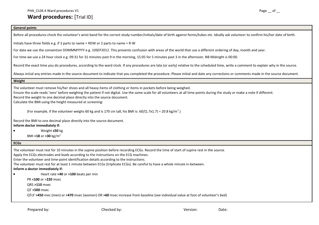 PHA CL04.4 Ward Procedures V1page __ of __