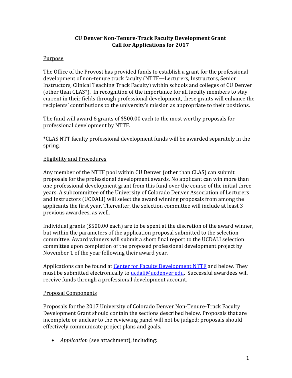 Non-CLAS Non-Tenure-Track Faculty Development Grant 2017