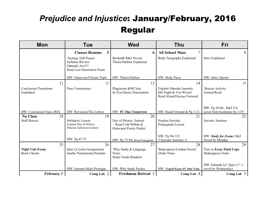 Prejudice And Injustice: January/February