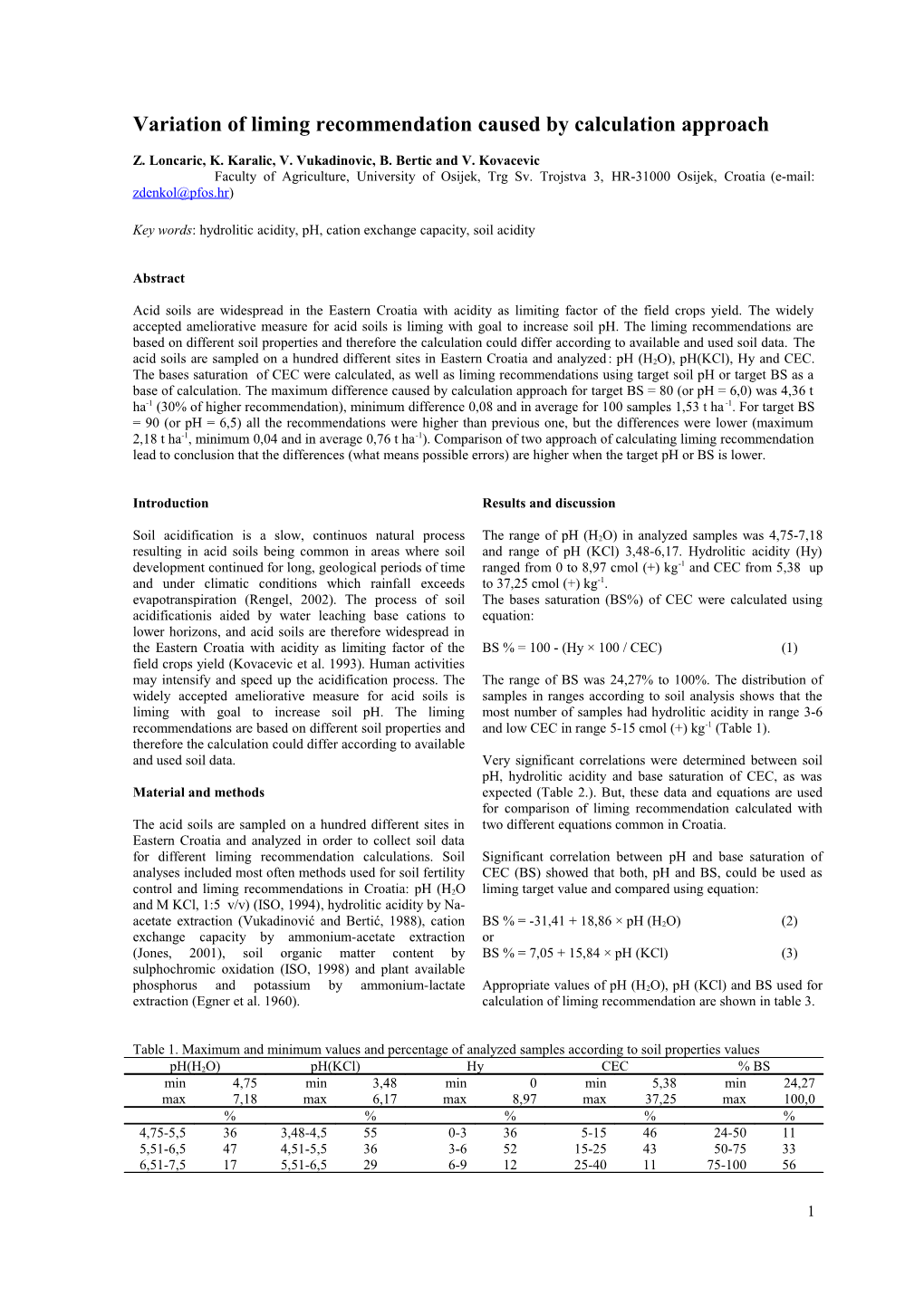 Influences of Liming on Soil Fertility in the Eastern Croatia