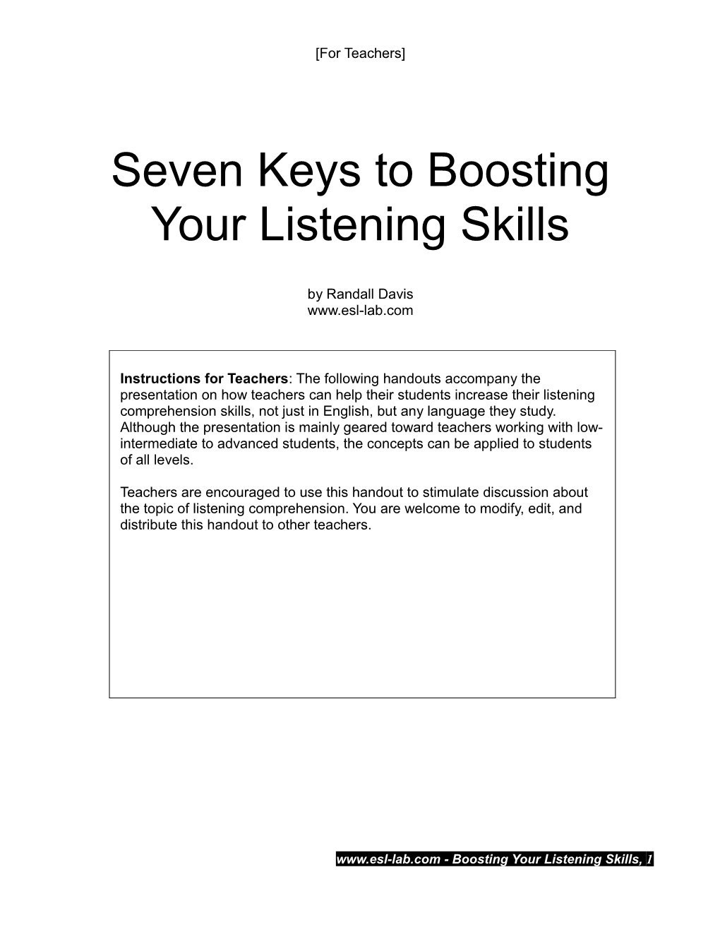 Seven Keys to Boosting Your Listening Skills