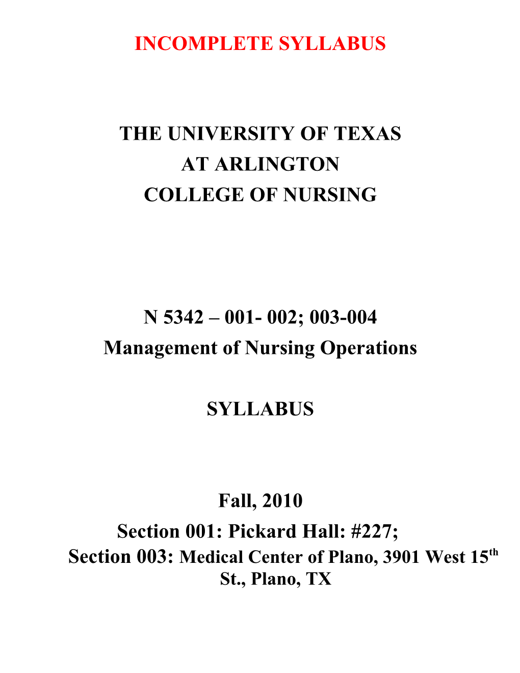 The University Of Texas At Arlington School Of Nursing