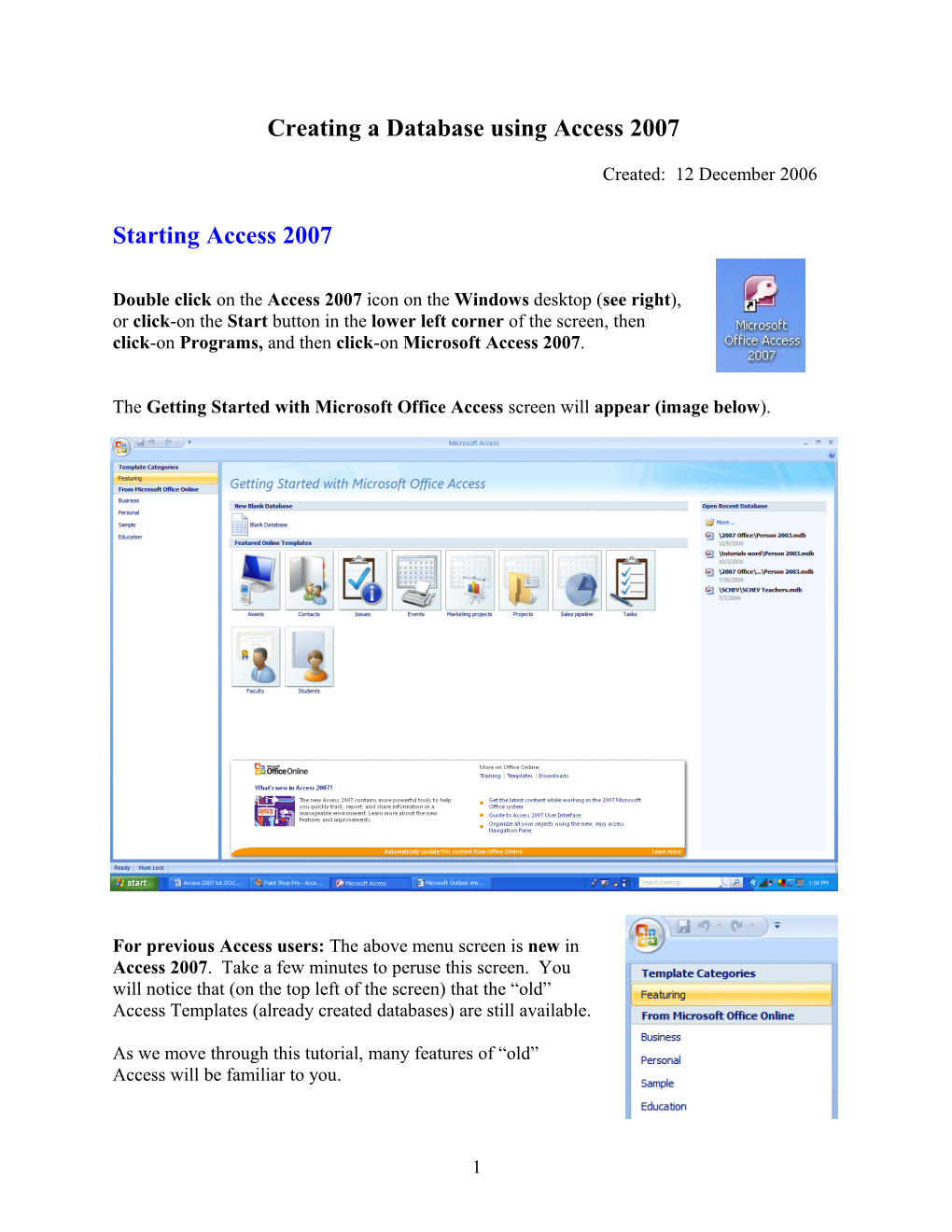Creating a Database Using Access 2007