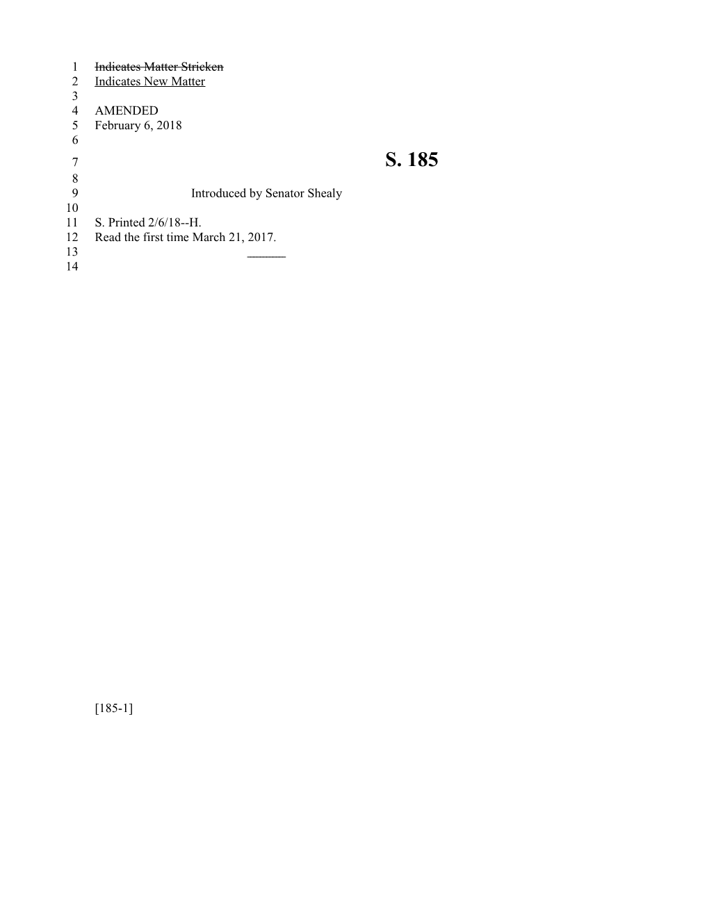 2017-2018 Bill 185 Text of Previous Version (Feb. 6, 2018) - South Carolina Legislature Online