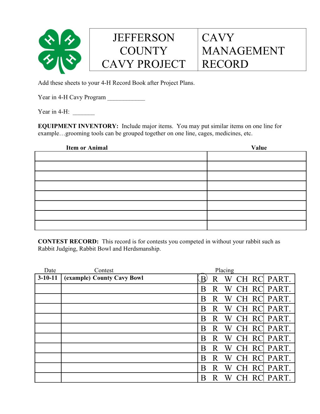 Add These Sheets to Your 4-H Record Book After Project Plans