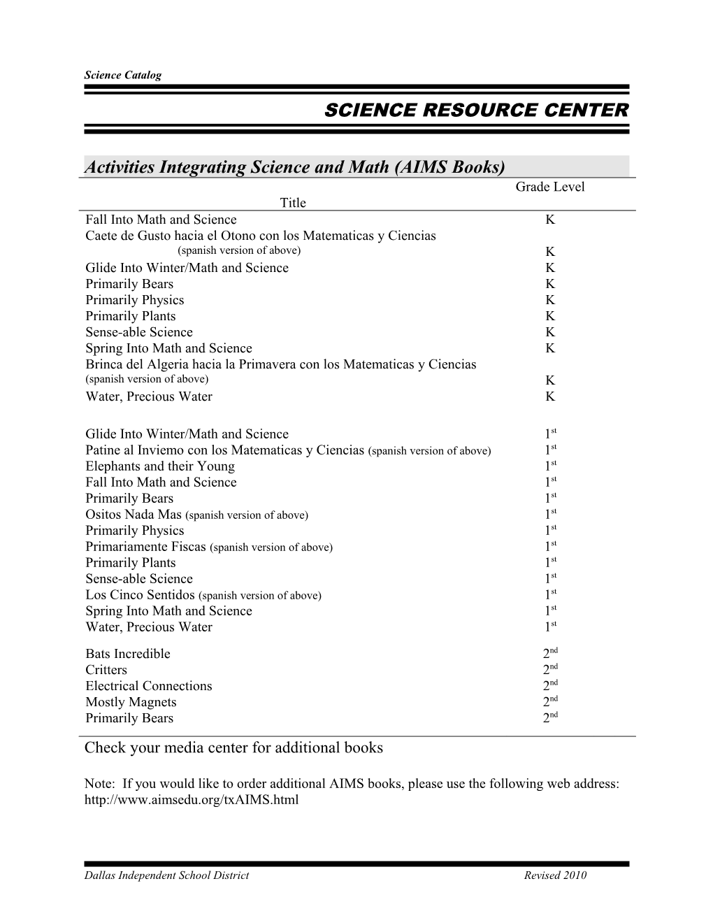 Activities Integrating Science and Math (AIMS Books)