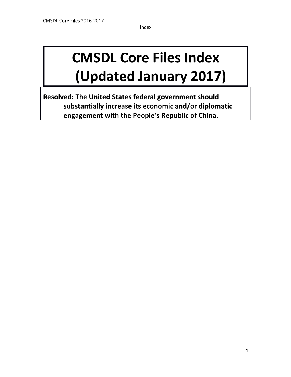 CMSDL Core Files 2016-2017 Index