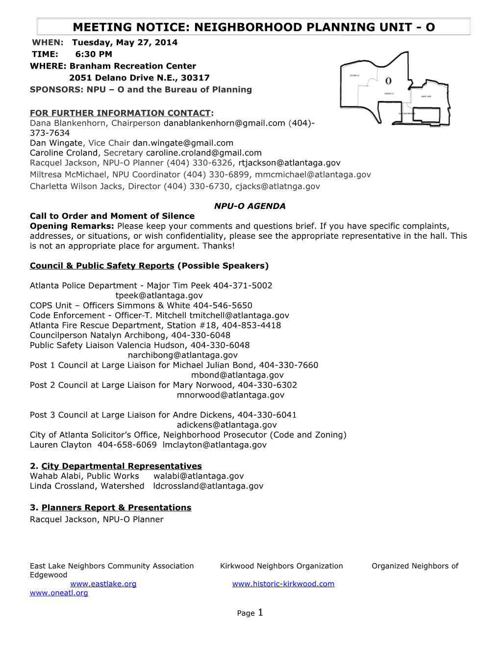 Meeting Notice: Neighborhood Planning Unit - O