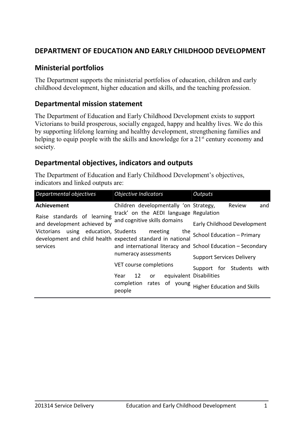 Department of Education and Early Childhood Development