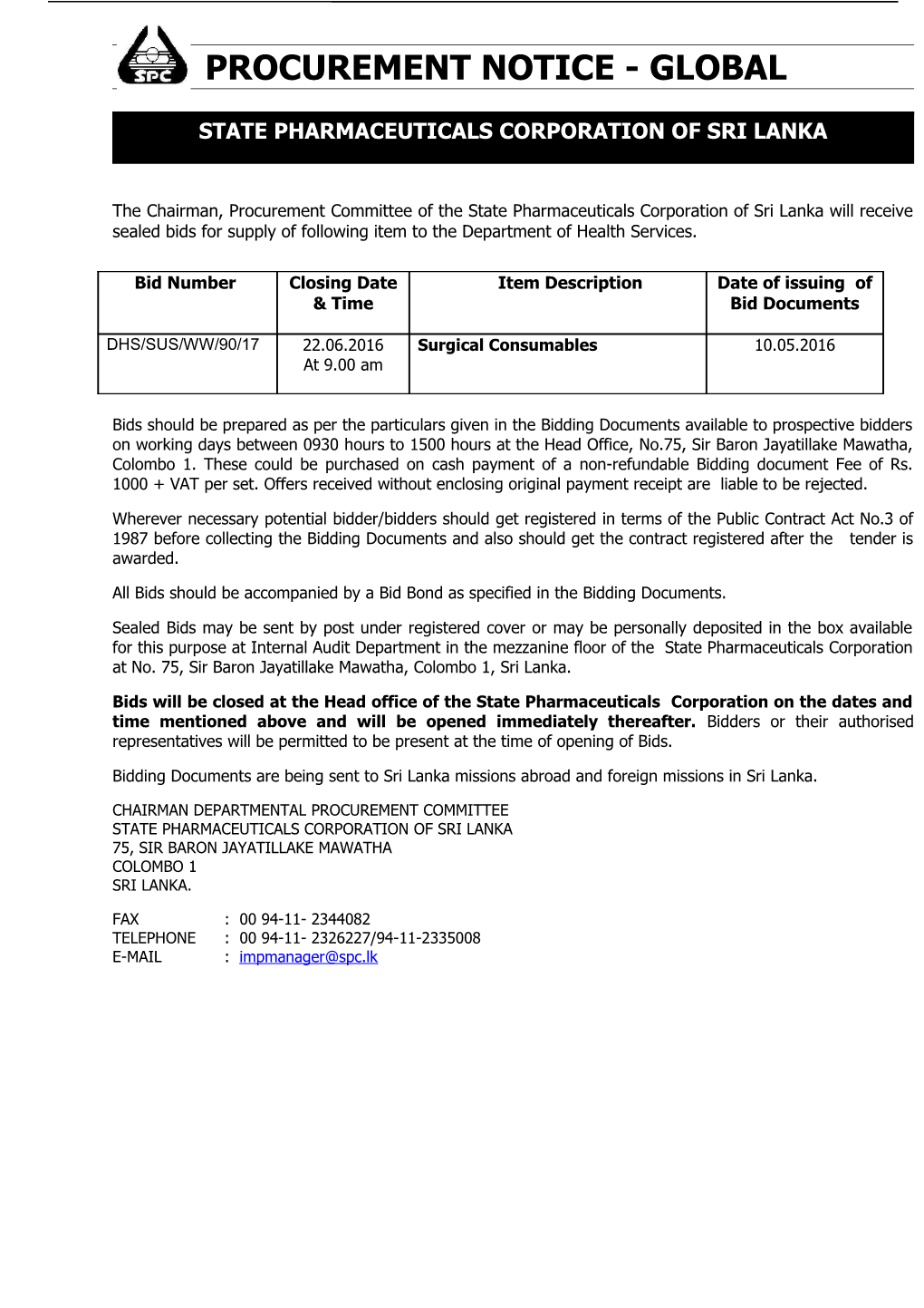 State Pharmaceuticals Corporation of Sri Lanka s1