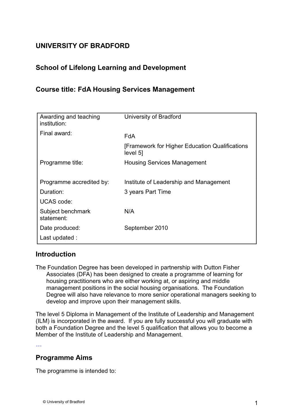 School of Lifelong Learning and Development