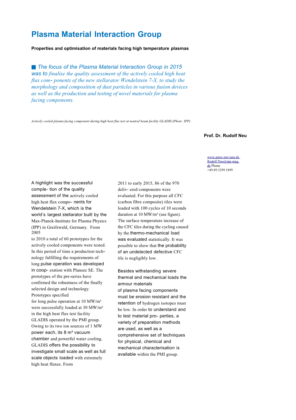 Plasma Material Interaction Group