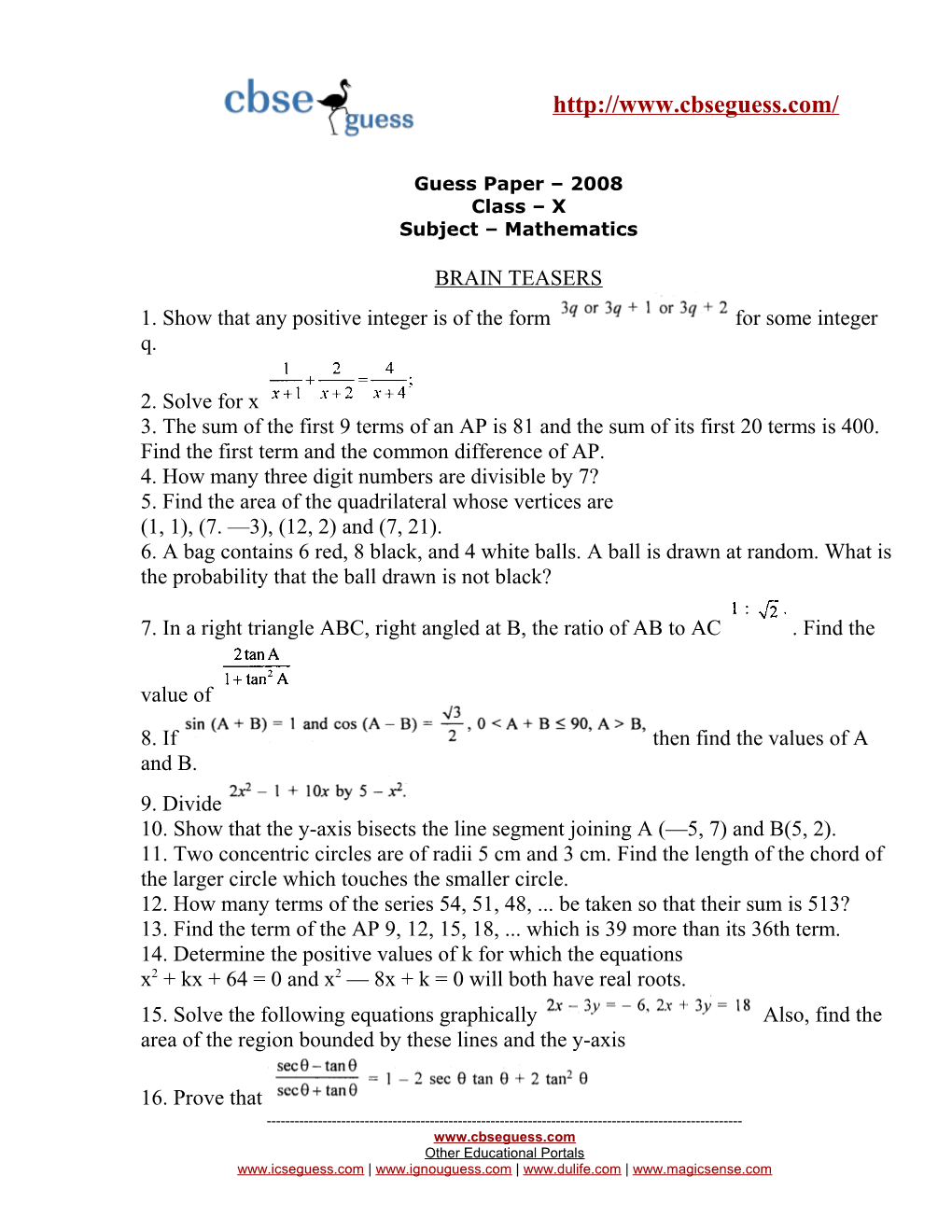 Subject Mathematics