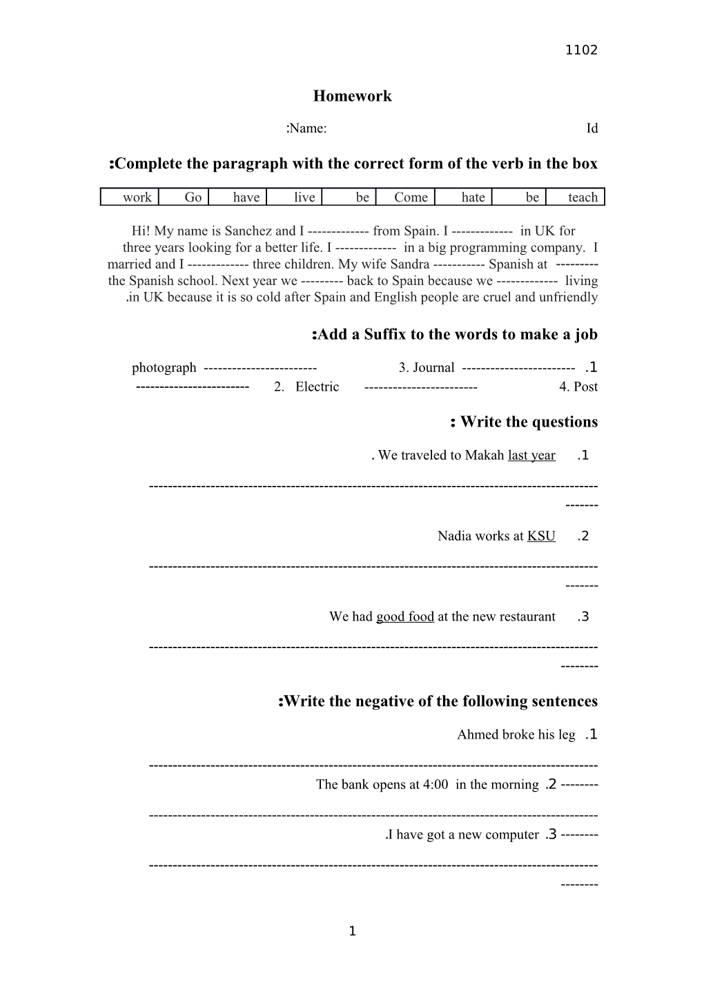Complete the Paragraph with the Correct Form of the Verb in the Box