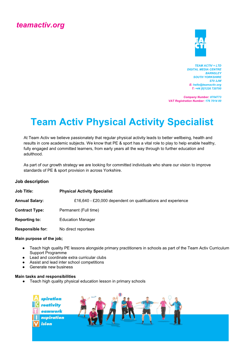Team Activ Physical Activity Specialist