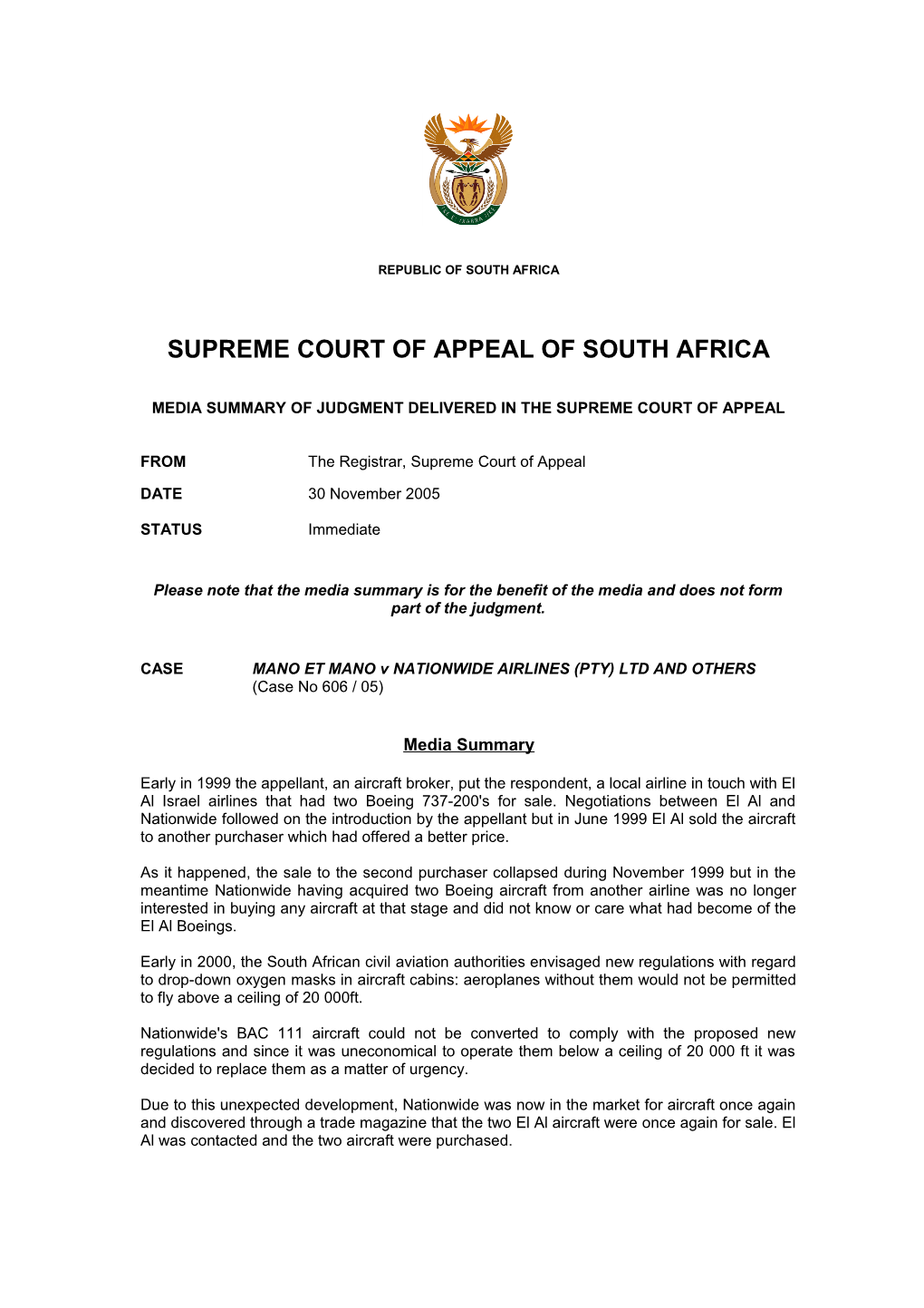 Supreme Court of Appeal of South Africa s3