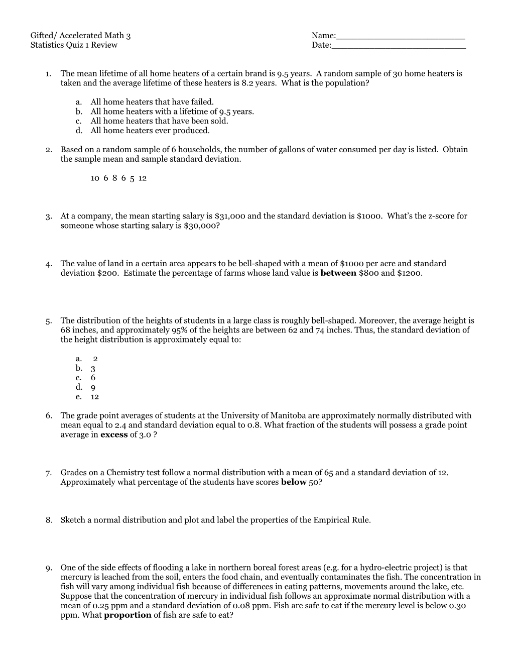 Gifted/ Accelerated Math 3