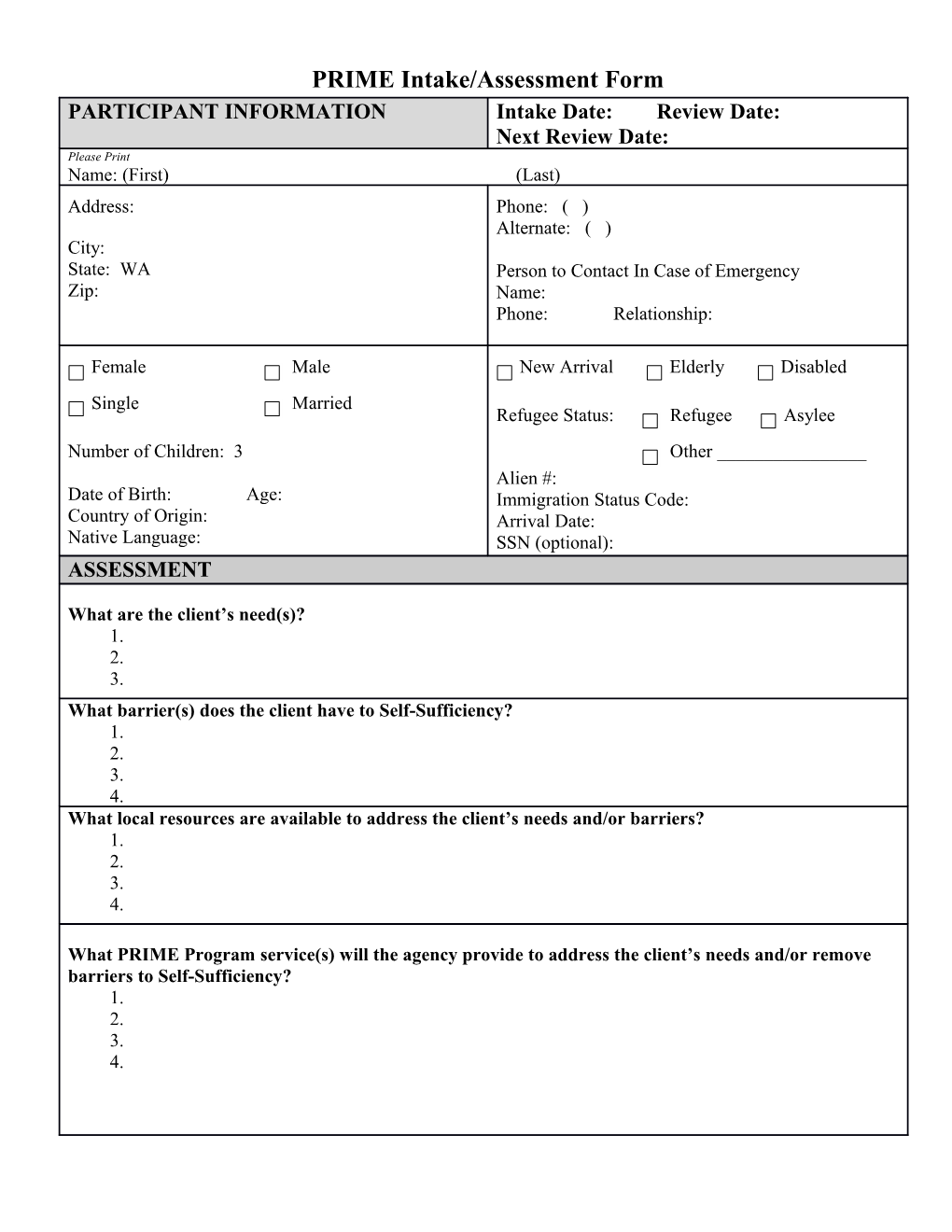 PRIME Intake/Assessment Form