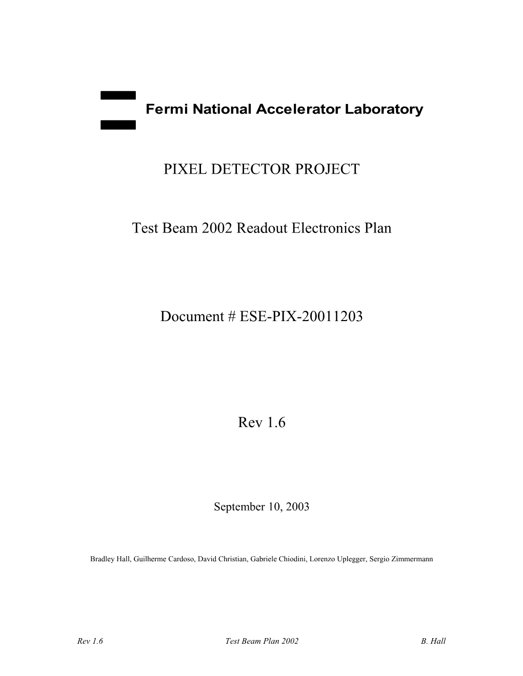 Test Beam 2002 Readout Electronics Plan