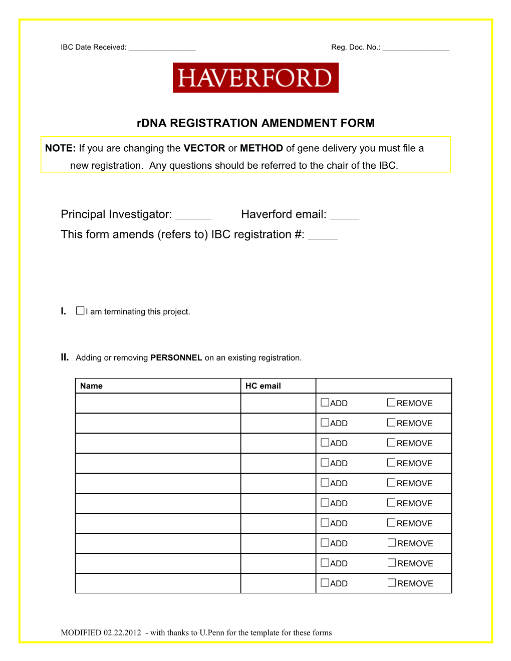 Rdna Registration AMENDMENT FORM