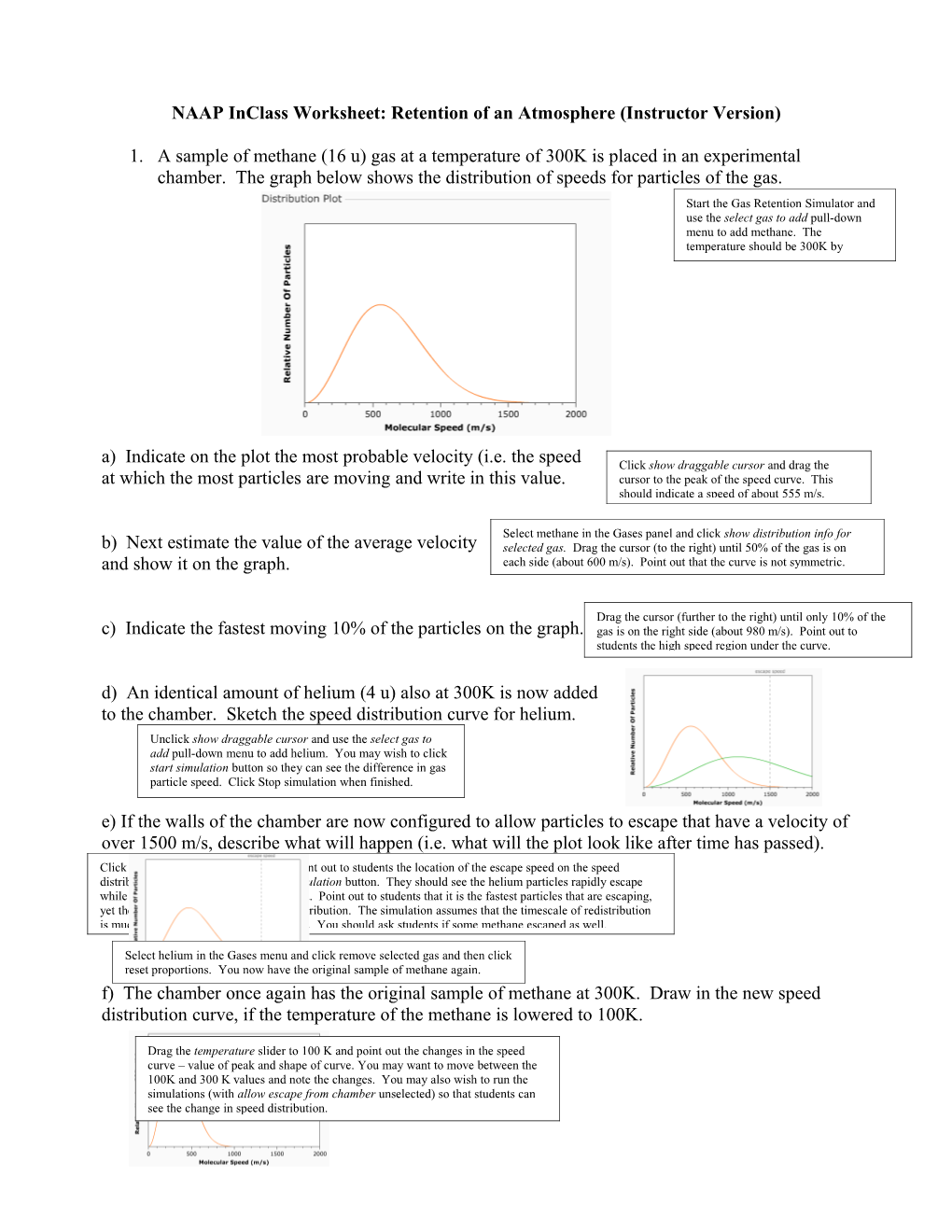Inclass Worksheet: Retention of an Atmosphere