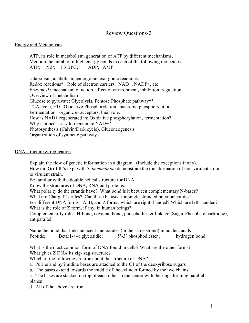 ATP, Its Role in Metabolism, Generation of ATP by Different Mechanisms