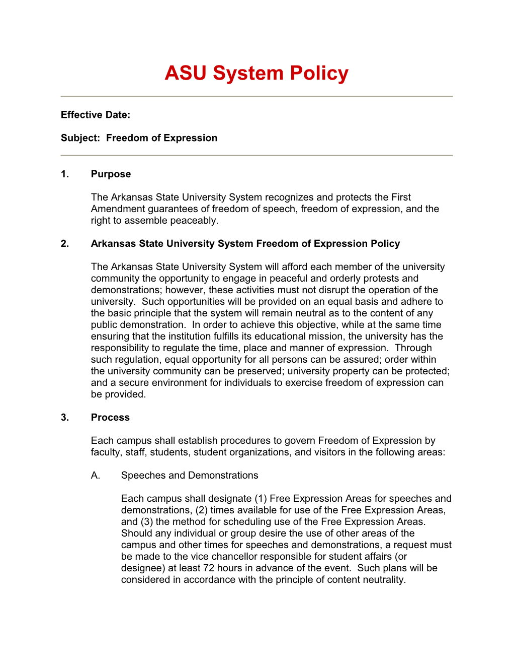 ASU System Policy